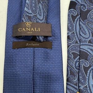 Canali Navy and Light Blue Paisley Tie